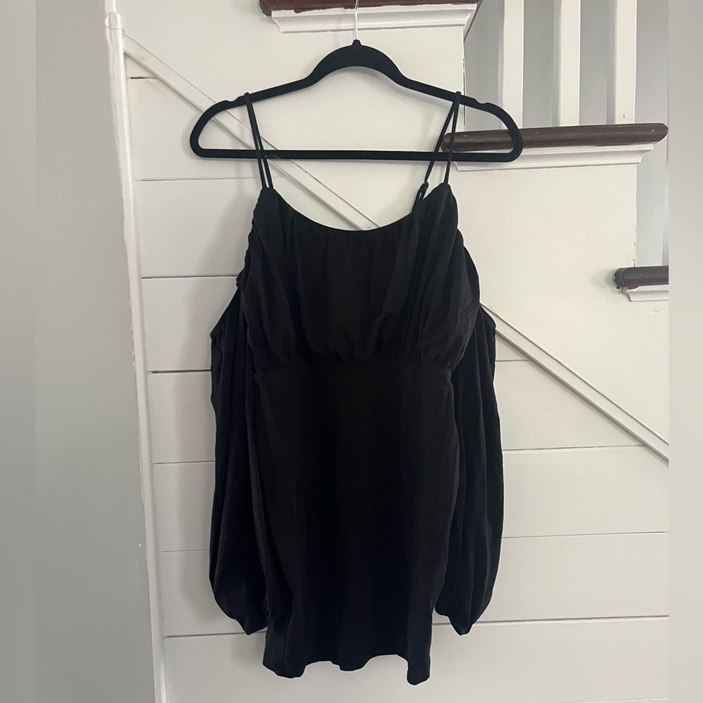 ASOS Off-Shoulder Black Dress with Spaghetti Straps (Size 6)